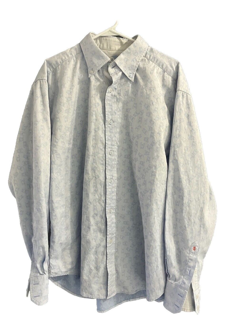 Robert Graham Men's Blue Shirt Buddha Print Long Sleeve Size 2XL Flip Cuff